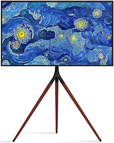 Techly 105209 Supporto A Pavimento Cavalletto Tripod Per Tv Lcd/Led/Plasma 45-65" Noce Scuro