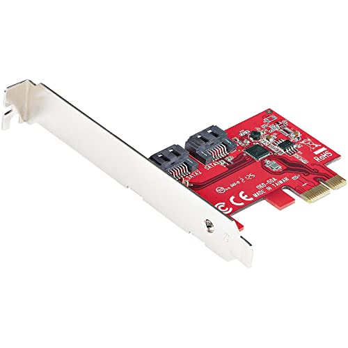 Startech.Com Scheda Pci Express Sata, Scheda Espansione Pcie Sata 2 Porte 6Gbps, Profilo Standard/Basso, Controller Pcie Sata 3, Asm1061 No-Raid, Adat