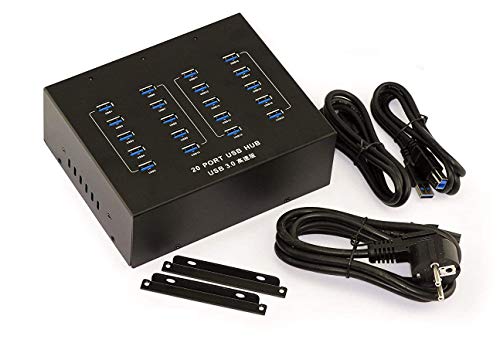 Kalea-Informatique Stazione Di Ricarica E Hub Usb Industriale. 20 Porte Usb 3.0 5G Con Alimentazione Da 20A. Montabile O Installabile A Rack