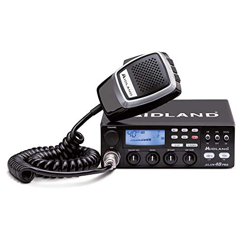 Midland Alan 48 Pro Cb, Senza Licenza, Radio Ricetrasmittente Veicolare Multibanda, Ricetrasmettitore Con Microfono 6 Pin, Display Lcd Multifunzione,