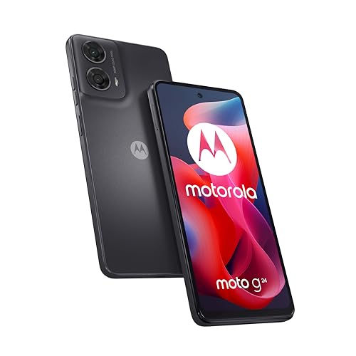 Motorola G24, Display 6.56" Hd+ 90 Hz, 50+2 Mp, 5000 Mah Ricarica 15W, 4/128Gb, Dual Sim, Ip52, Nfc, Android 14, Cover Inclusa, Nero (Charcoal)