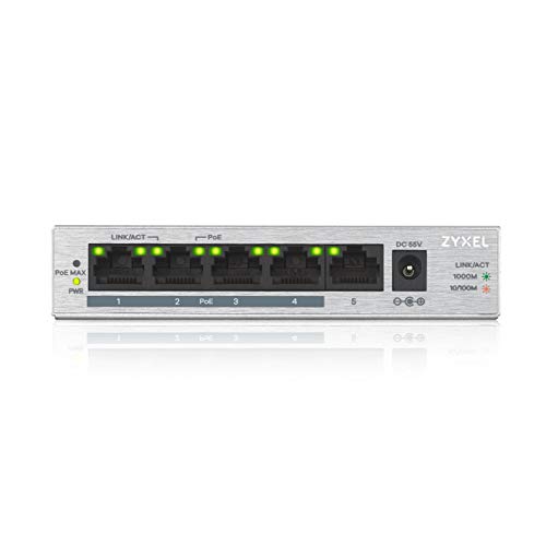Zyxel Switch Gigabit Unmanaged Zyxel A 5 Porte 4 X Poe+ Con Budget Di 60 W, Garanzia A Vita [Gs1005Hp]