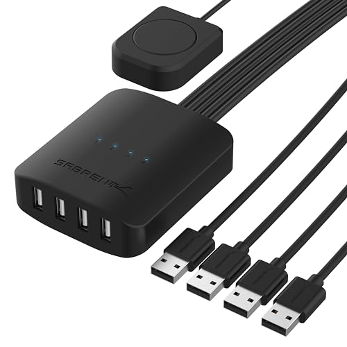 Sabrent Switch Usb, Sdoppiatore Usb, Usb 2.0 Switch Kvm, Usb 4 Ingressi 4 Uscite, Per Più Computer, Chiavetta Usb, Mouse, Tastiera, Scanner, Stampante