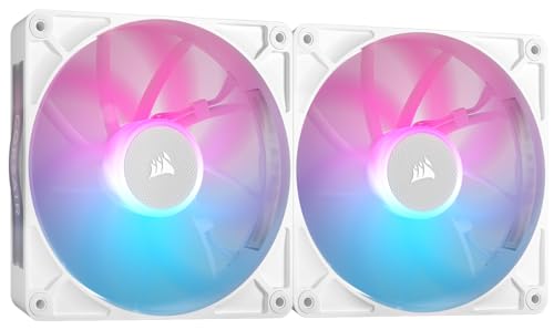 Corsair Icue Link Rx140 Rgb 140 Mm Ventole Pwm Con Hub Di Sistema Icue Link - Cuscinetto A Cupola Magnetica - Confezione Doppio - Bianco