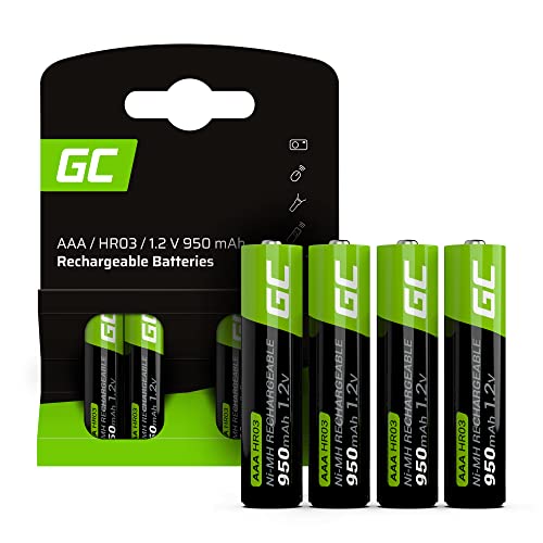 Green Cell Batterie Ricaricabili 950Mah 1.2V [Confezione Da 4 Pezzi] Pile Ricaricabili Stilo Aaa Nimh, Alta Capacità, Mignon Accumulatore, Hr3 Batteri