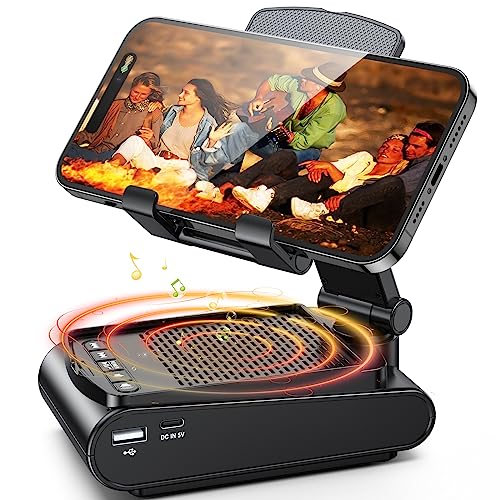 Rolgno Cassa Bluetooth Potente, Speaker Bluetooth 5.1 Portatile, Supporto Telefono Con Altoparlante Bluetooth Wireless, Antiscivolo E Audio Surround H
