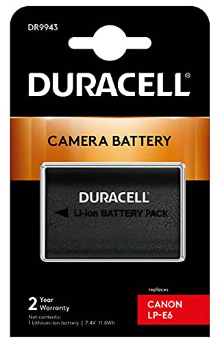 Duracell Dr9943 Batteria Per Canon Lp-E6, 7.4 V, 1400 Mah, Nero