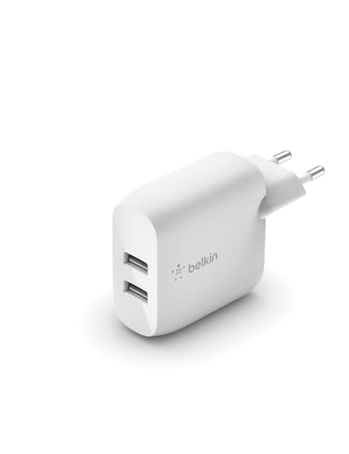 Belkin Doppio Caricabatteria Da Parete Usb-A Da 24 W Boost Charge (Per Iphone 14, 14 Plus, 14 Pro, 14 Pro Max, Iphone 13, Iphone 12, Samsung Galaxy S2