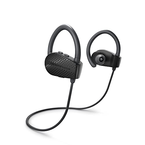 Energy Sistem - Earphones Bluetooth Sport 1+ Dark, Auricolari Bluetooth 5.1, Voice Assistant, Sistema Di Fissaggio Secure-Fit, Resistenti Al Sudore, N