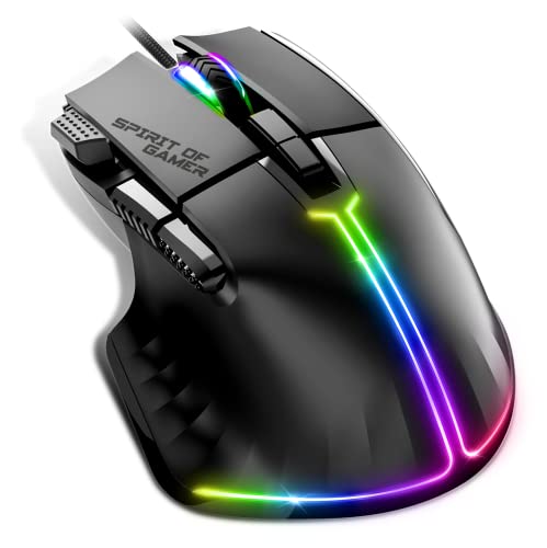 Spirit Of Gamer | Mouse Gaming Cablato Pc 12800 Dpi | Mouse Rgb Con 8 Pulsanti Programmabili Di Cui 1 Rapid Fire | 13 Effetti Di Retroilluminazione | 