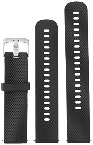 Cinturino Originale Garmin, 20Mm, Sgancio Rapido, Silicone, Black & Silver