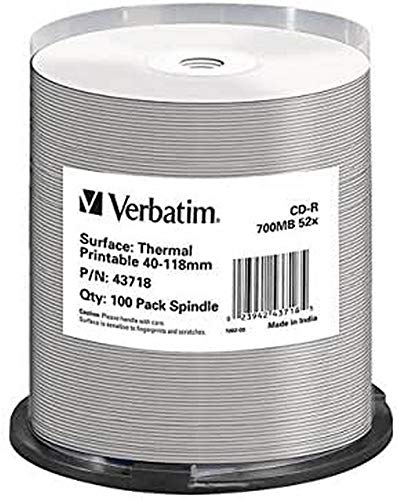 Verbatim Cd-R Thermal Printable No Id Brand Cd-R 700Mb 100Pezzo(I)