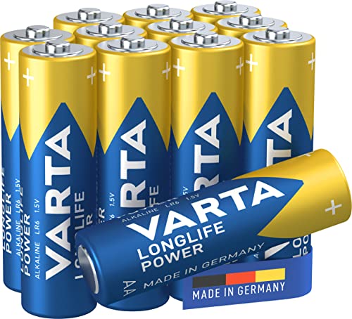 Varta Longlife Power Batterie Aa Mignon Lr06 (Pacco Da 12) Batteria Alcalina - Made In Germany - Ideali Per Giocattoli, Torce, Controller E Altri Disp