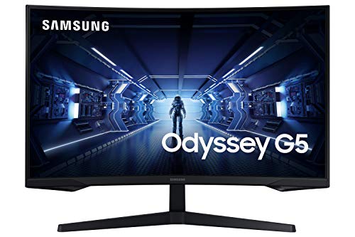 Samsung Monitor Gaming Odyssey G5 (C27G55), Curvo (1000R), 27", 2560X1440 (Wqhd 2K), Hdr10, Va, 144Hz, 1Ms (Mprt), Freesync Premium, Hdmi, Dp, Ingress