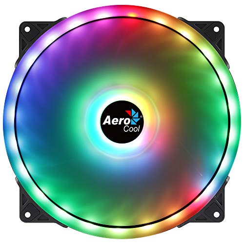 Aerocool Duo 20 Argb Led Pc Fan, 200 Mm, 700 Rpm, Curved Fan Blades For Maximum Cooling And Anti-Vibration Pads