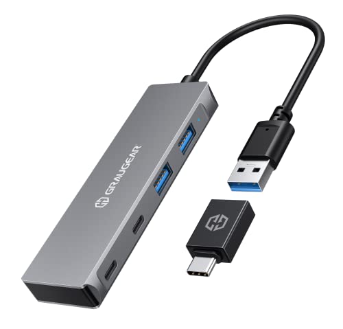 Graugear Hub Usb 3.0 | 4 Porte | 2 X Usb-C | 2 X Usb-A | Alluminio | Lunghezza Del Cavo 20 Cm | Adattatore Usb Type-C | 5 Gbit/S | G-Hub2A2C-Ac 18042