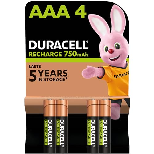 Duracell Batterie Ricaricabili Aaa (Confezione Da 4), 750 Mah Nimh, 1000 Ricariche, Pre-Caricate, Energia Di Lunga Durata