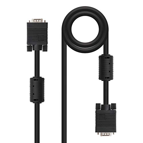 Nanocable 10.15.0110 - Cavo Svga Con Ferrite Di Alta Qualità Per Monitor, Proiettore E Pc, Hdb15 / M-Hdb15 / M, Nero, 10Mts
