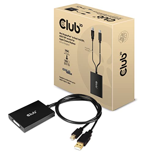 Club 3D Mini Dp A Dual Link Dvi Adattatore Attivo, Versione Hdcp Off Per Apple Cinema Displays 7995021001