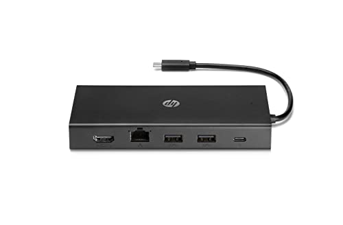 Hp Hub Multiporta Usb-C Da Viaggio, Compatibile Con Hp Pavilion, Hp Chromebook, Hp Envy, Hp Omen E Hp Victus, Nero