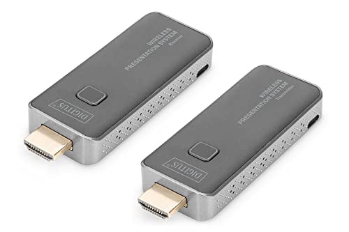 Digitus Sistema Di Presentazione Wireless - Per Laptop, Tablet, Smartphone - Plug & Play - Nessuna App/Nessun Driver Necessari - Nero-Argento, Ds-5531