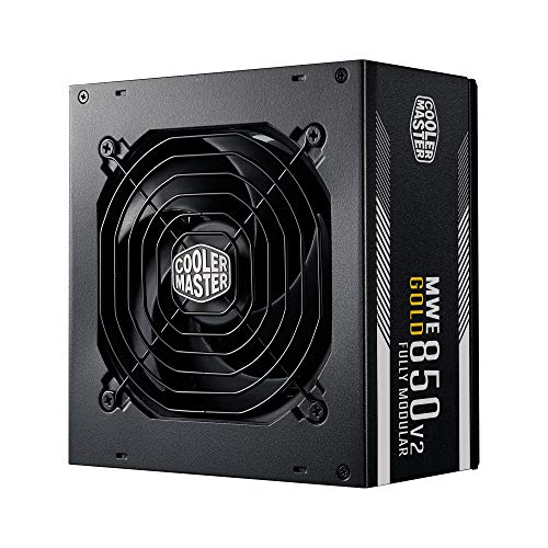 Cooler Master Mwe 850 Gold V2 Alimentatore Completamente Modulare (Spina Ue) - Alimentatore 80 Plus Gold Da 850W, Cavi Piatti Neri, Ventola Hdb Da 120