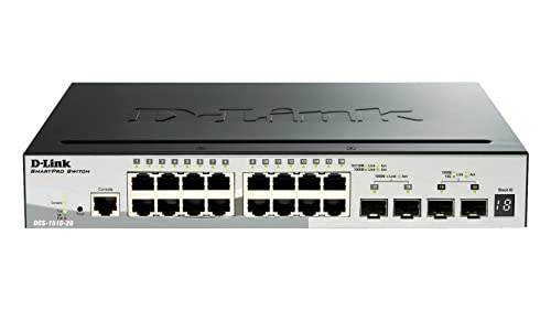 D-Link Dgs-1510-20/E Smart Switch Gigabit Gestito Per Stack Da 20 Porte Di Cui 2 10G Sfp+ E 2 Sfp+ - Solo Cavo Di Alimentazione Ue