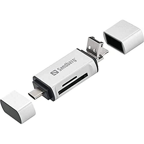 Sandberg Card Reader Usb-C+Usb+Microusb Lettore Di Schede Argento - Lettori Di Schede (Microsd (Transflash),Sd, Argento, Usb, 1 Pezzo(I), 80 Mm, 16 Mm