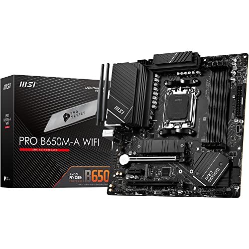 Msi Pro B650M-A Scheda Madre Wifi, Micro-Atx - Supporta I Processori Amd Ryzen Serie 7000, Am5 - 12 Duet Rail 80A Vrm, Ddr5 Memory Boost 6400+Mhz/Oc,