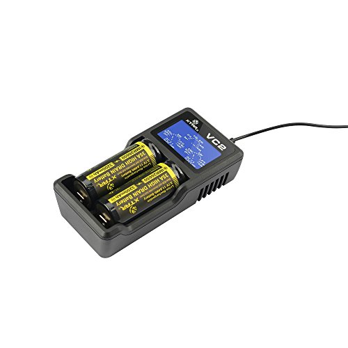 Xtar Vc2 Caricabatterie 2 Vani, Porta Usb Schermo Lcd - 10440 14500 14650 16340 17335 17500 17670 18350 18490 18500 18650 18700 20700 21700 22650 2550