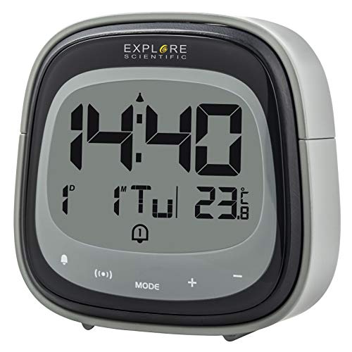 Explore Orologio Radiocomandato Digitale Con Funzioni Touch, Doppio Allarme, Snooze, Calendario, Nero/Grigio