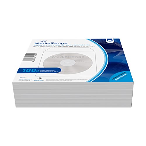 Mediarange – 100-Pack Cd Paper Sleeves With Window And Adhesive Flap And Flipside