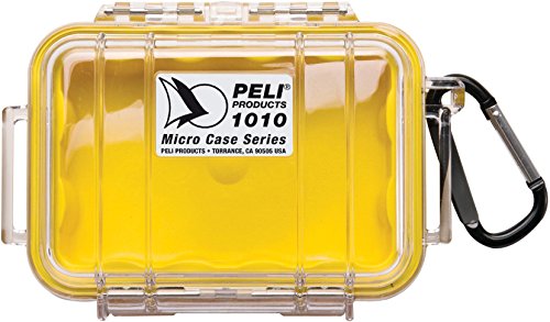 Peli 1010 Small Protective Box Per Componenti Sensibili, Grado Di Protezione Ip67, Capacità Di 0,3L, Prodotto In Usa, Trasparente/Giallo
