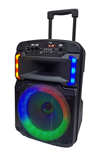 Majestic Fire T4 – Trolley Bluetooth 5.0, Luci Led Multicolore 5 Effetti, Ingressi Usb/Microsd/Aux-In/Mic, Microfono, Telecomando, Batteria, Funzione