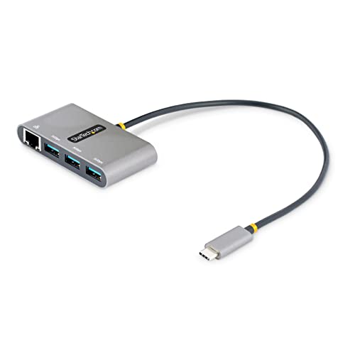 Startech.Com Hub Usb-C Con Ethernet A 3 Porte - Adattatore Usb Type-C Con 3X Usb-A E 1X Ethernet Gigabit - Alimentato Da Bus - Splitter Portatile Usb