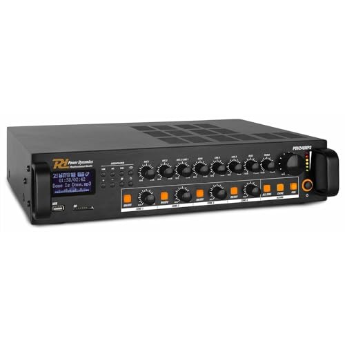 100V Versterker - Power Dynamics Pdv240Mp3 4-Zone Versterker Voor 100V (Omroep) Systemen Met O.A Bluetooth, Radio En Mp3 Speler