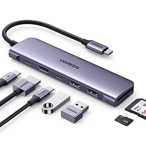 Ugreen Revodok Hub Usb C Hdmi Adattatore Usb C A Usb C E 2 Usb A 3.0 Lettore Schede Sd Tf Carica Pd 100W Compatibile Con Macbook Pro Air M2 M1, Ipad P