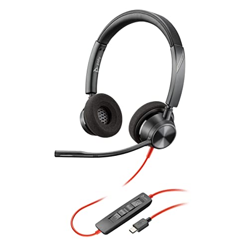 Plantronics Blackwire C3320 - Cuffie Stereo Con Connettore Usb-C E Braccio Flessibile Per Microfono, Colore: Nero