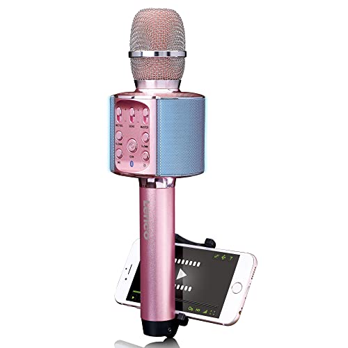 Lenco Bmc-090 - Microfono Karaoke - Bluetooth V4.2 - Con Supporto Per Smartphone - 5 Watt Rms - Effetti Di Luce Led - Batteria Integrata Da 1200 Mah -