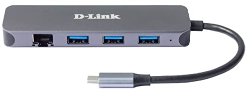 D-Link Dub-2334 Hub Usb-C 5 In 1 Con Power Delivery (Pd 60 W), Porta Gigabit Ethernet, 3 Porte Usb 3.0, Per Pc, Macbook Pro, Macbook Air, Ipad Pro, Ch
