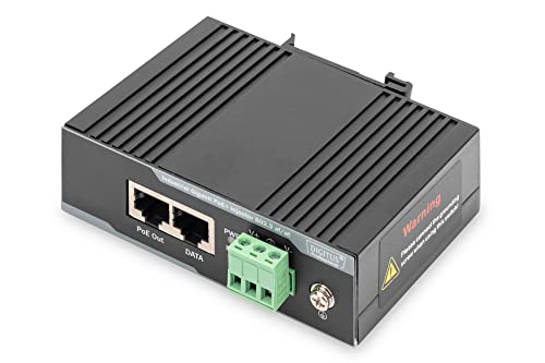 Digitus Professional Dn 651112 Indus Triel Lerl Gigabit Poe + Iniettore 802.3 Af/At 60 W Potenza In Uscita, 1 Gbit/S