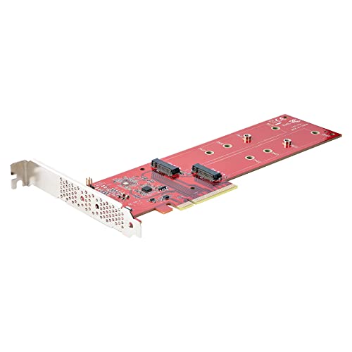 Startech.Com Adattatore Pci Express M.2 Nvme,Scheda Adattatore Pcie 4.0 X8 X16 A Doppio Ssd M.2 Nvme Or Ahci, 7.8Gbps Per Disco,Biforcazione Richiesta