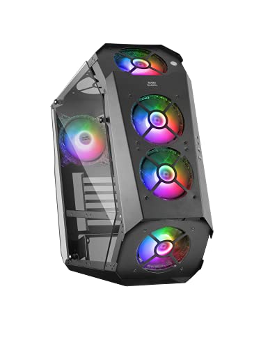 Marsgaming Mc51, Custodia Da Gioco Pc Atx, Doppio Vetro Temperato, 5 X Ventola Rgb 12 Cm, Nero