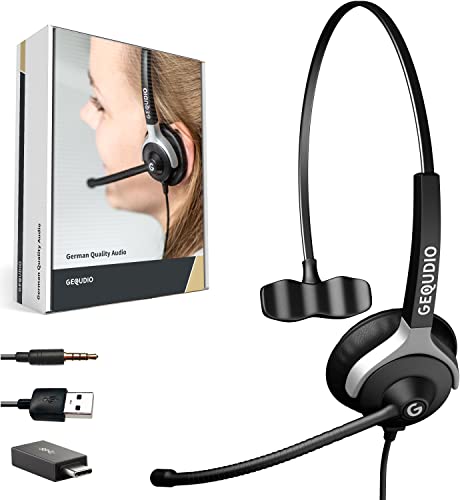 Gequdio Cuffie Telefoni Con Connessione Usb-A E Usb-C E Jack Da 3,5 Mm Adatto A Pc E Mac - Cuffie E Microfono Cuscinetti Di Ricambio - Cavo Flessibile