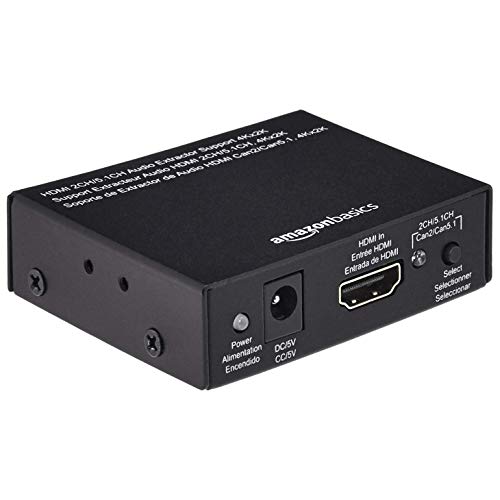 Amazon Basics - Convertitore Estrattore Audio, Da Hdmi A Hdmi + Audio (Spdif + Rca Stereo), Nero