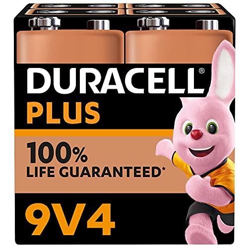 Duracell Batterie Plus 9V (Pacco Da 4) - Alcalina - Fino Al 100% Di Extra Durata - Affidabilità Per I Dispositivi A Uso Quotidiano - 0% Plastica Nel P