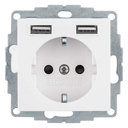 Berker 48038989 S.1 - Presa Schuko Usb, Colore: Bianco Polare Lucido