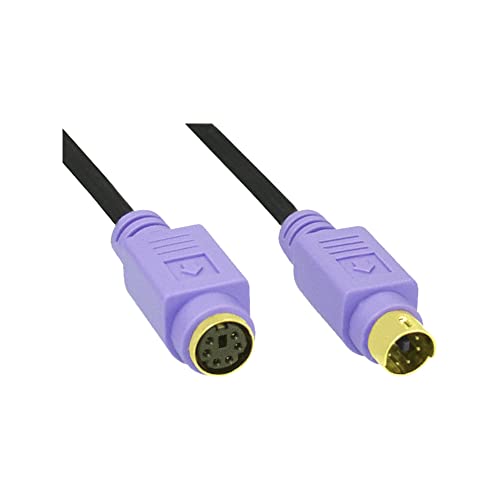 Inline 20119 Cavo Ps/2, 6Pin Mini-Din Maschio A 6Pin Mini-Din Femmina, 2M, Connettore Mouse Pc99, Pin Dorati Viola