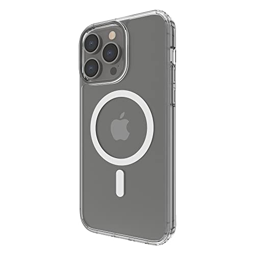 Belkin Custodia Per Iphone 14 / Pro Max Compatibile Con La Ricarica Wireless Magsafe, Magnetica Trasparente Con Magneti Integrati E Bordi Rialzati Per