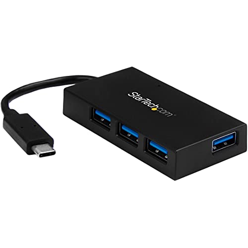 Startech.Com Hub Usb-C A 4 Porte, Adattatore Portatile Da Usb Type-C 4 A Usb-A, Usb 3.0 Superspeed 5Gbps, Hub Di Ricarica Bc 1.2 Autoalimentato Da Bus